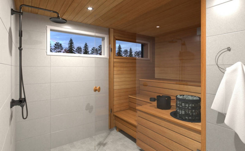 3D mallinnus sauna/kylpyhuone